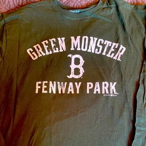 Large long sleeve green Boston Red Sox Green Monster shirt.